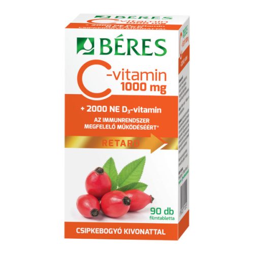 Béres C-vitamin 1000 mg retard + D3 2000 NE filmtabletta, 90 db