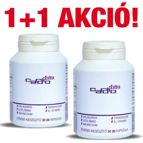 Cardio Extra galagonya, szőlőmag , magnézium ,paradicsom, B6 vitamin összetételű 30 db étrend-kiegészítő 1+1