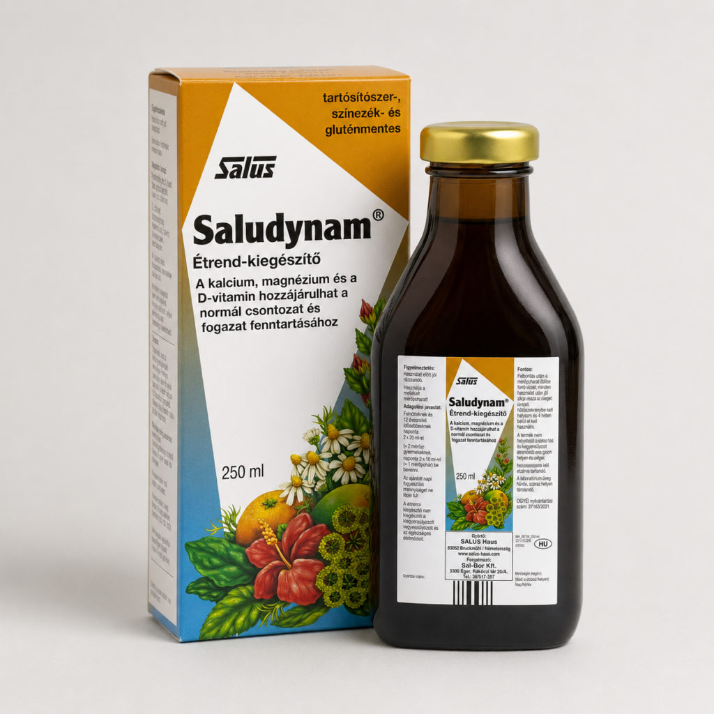 Saludynam étrend-kiegészítő kalciummal, magnéziummal, cinkkel és C-,D-Vitaminnal 250ml