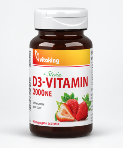 Vitaking D3-vitamin Szopogató Tabletta Eper 90db